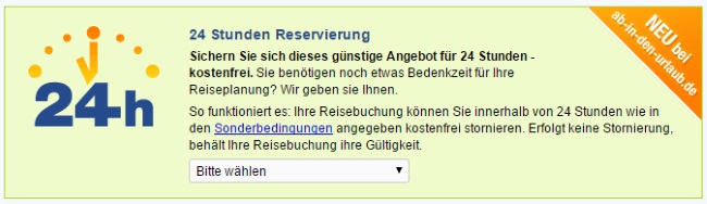 Ab-in-den-Urlaub 24 Stunden Reservierung