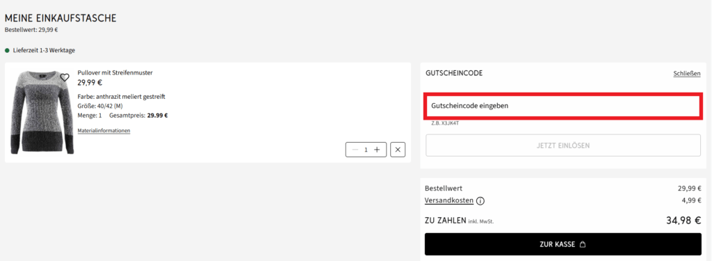 Bonprix Gutscheincode eingeben
