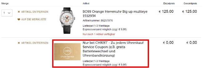 Christ Service-Gutschein-Uhren