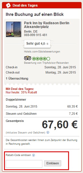 Hotels.com Gutschein einlösen