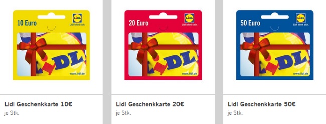 Lidl Geschenkkarten