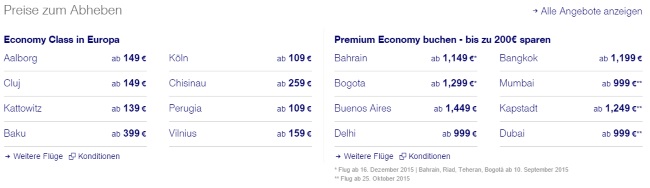 Lufthansa Sonderangebote