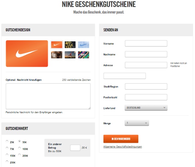 Nike Geschenkgutschein 