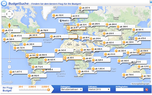 fluege.de Budget-Suche