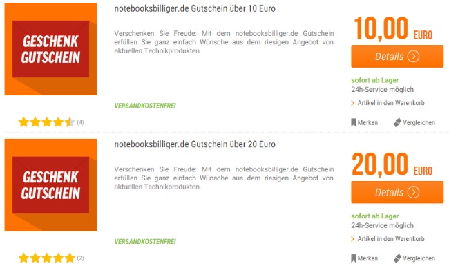 notebooksbilliger Geschenkgutscheine