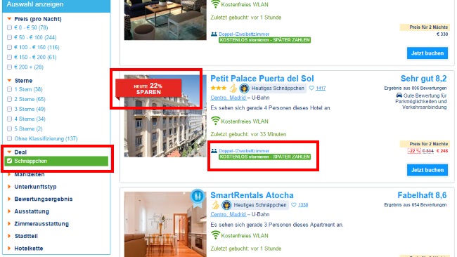 Booking.com Deals und Tagesrabatte