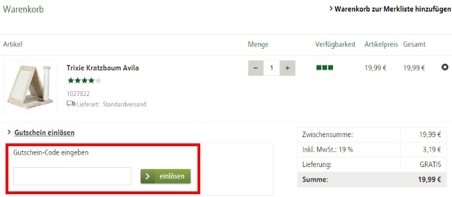 Fressnapf Gutschein einlösen