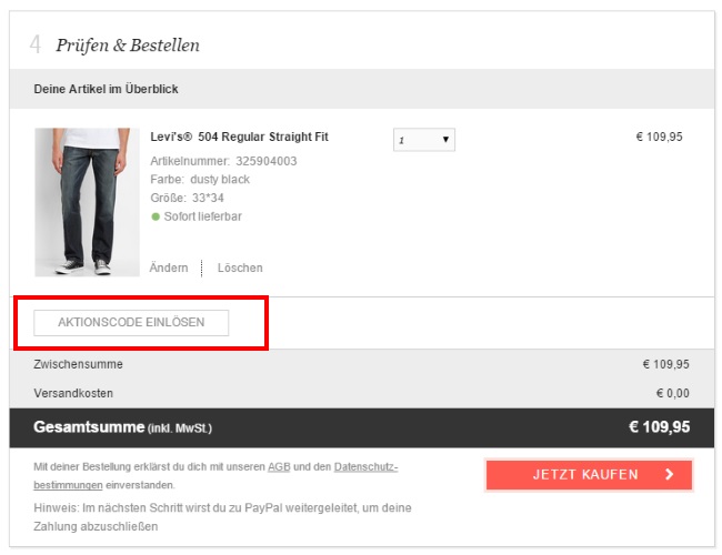 Frontlineshop Gutschein einlösen