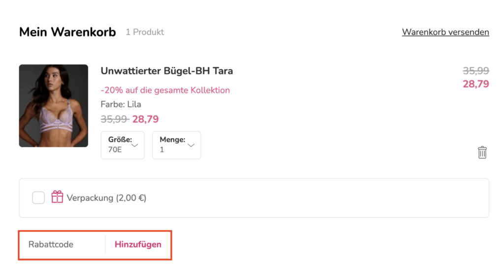 Hunkemöller Rabattcode hinzufügen