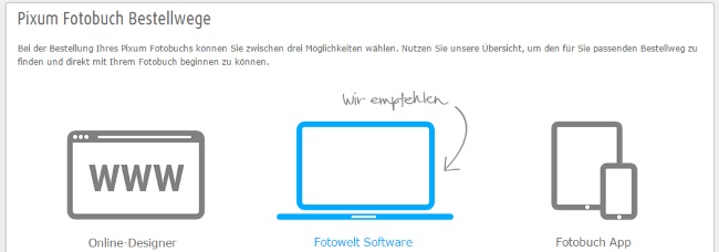 Pixum Fotobuch Bestellwege