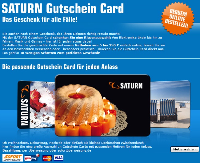Saturn Gutschein Card