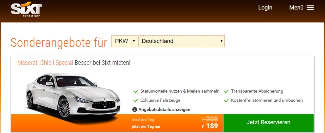 Sixt Sonderangebote