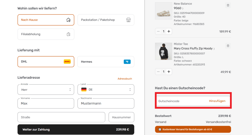 Snipes Gutscheincode eingeben