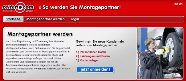 reifen.com Montagepartner-Portal