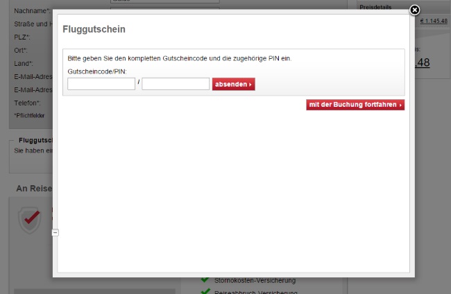 Air Berlin Gutschein einlösen