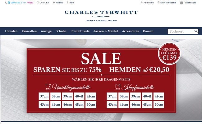 Charles Tyrwhitt Onlineshop