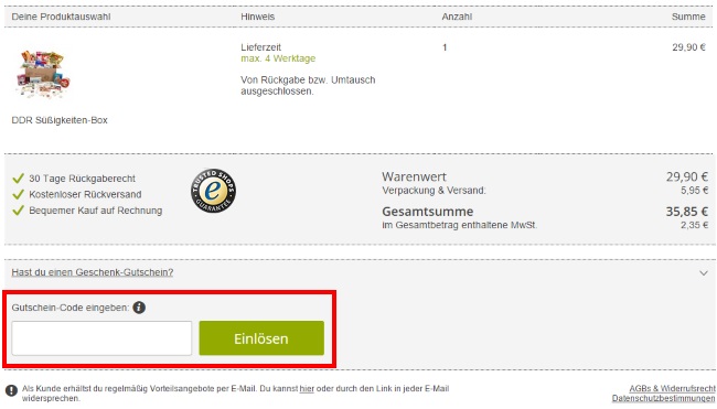 Danato Gutschein einlösen