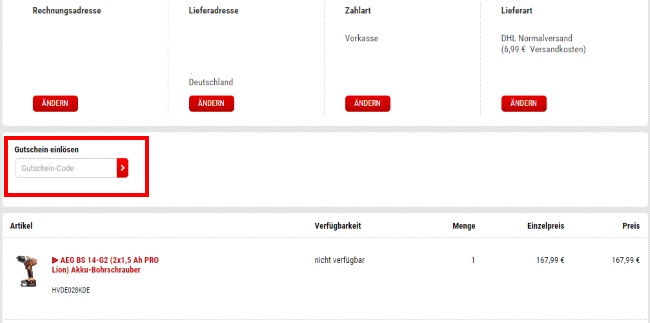 Hardwareversand Gutschein einlösen