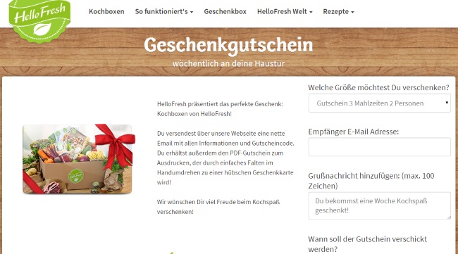 HelloFresh Geschenkgutschein