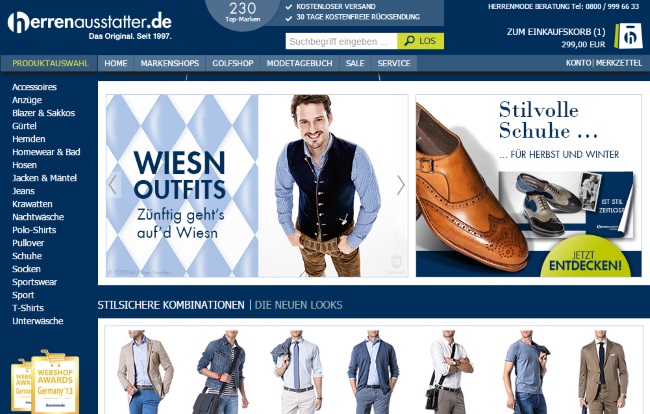 Herrenausstatter Onlineshop