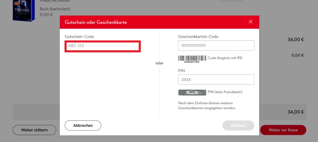 Hugendubel Gutschein-Code einlösen