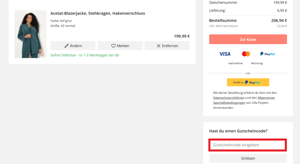 Ulla Popken Gutscheincode eingeben