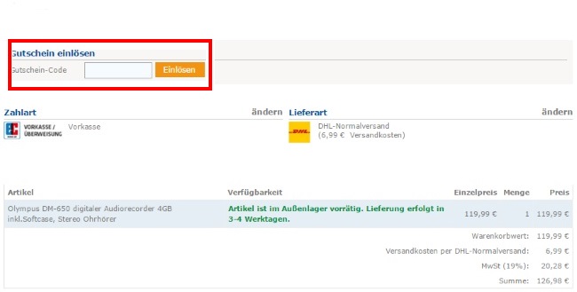 ATELCO Gutscheincode einlösen