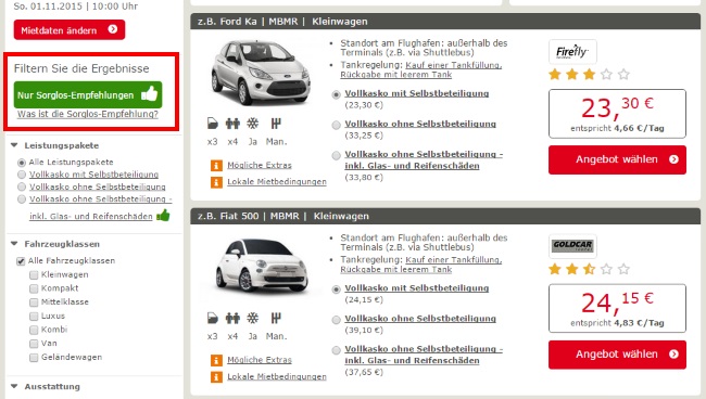 CarDelMar Mietwagensuche