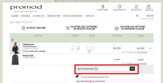 Promod Gutschein einlösen