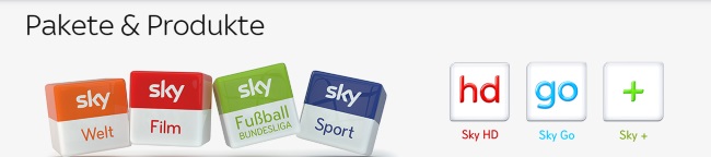 Sky Pakete und Produkte