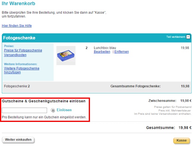 Snapfish Gutschein einlösen