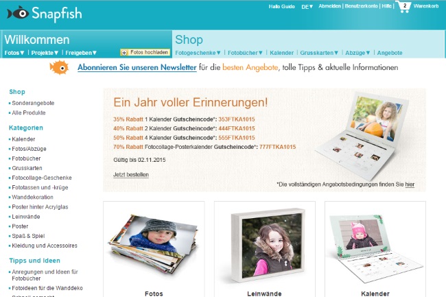 Snapfish Onlineshop