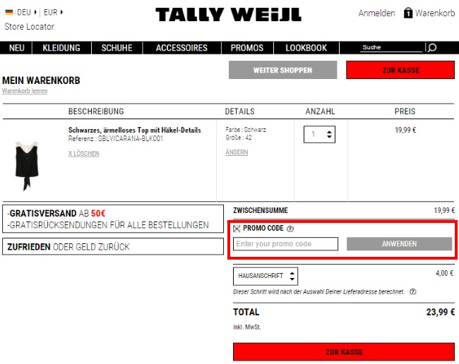 TALLY WEiJL Gutschein einlösen