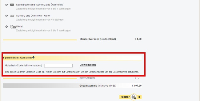 Ticket Online Gutscheincode einlösen