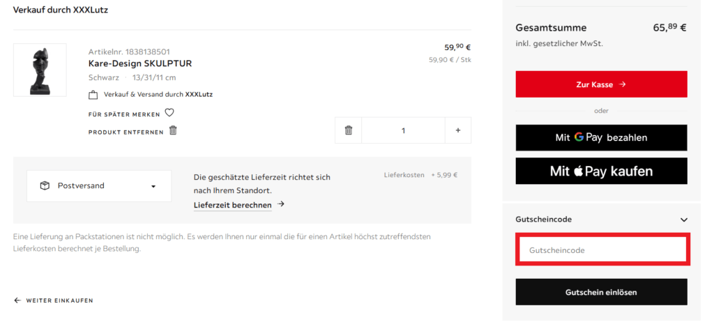 XXXLutz Gutscheincode einloesen