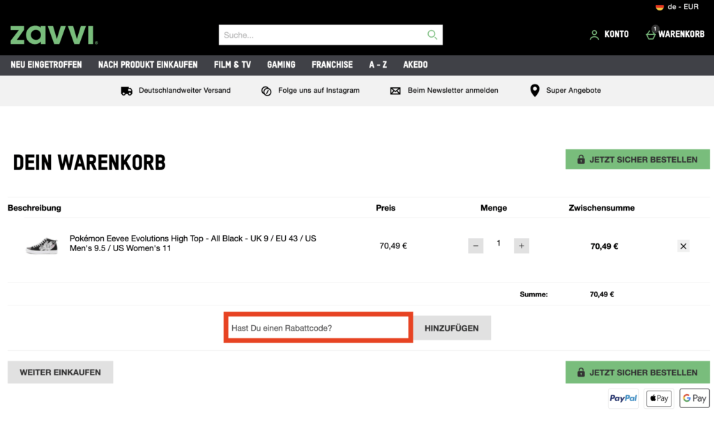 Zavvi Rabattcode hinzufuegen