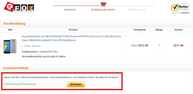 eFox Gutschein einlösen