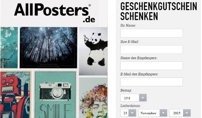 AllPosters Geschenkgutschein