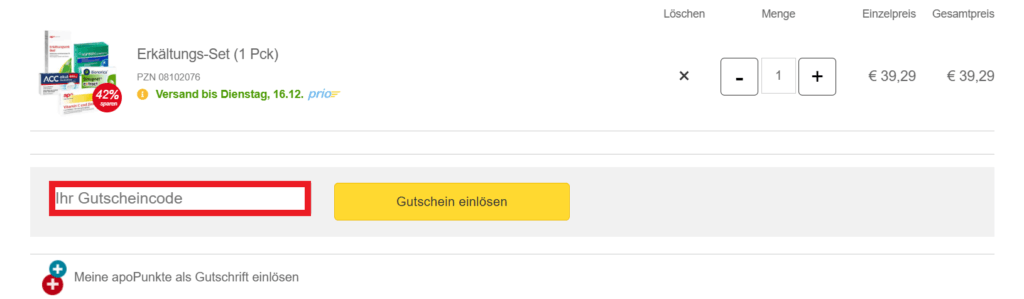 Apo Discounter Gutscheincode eingeben