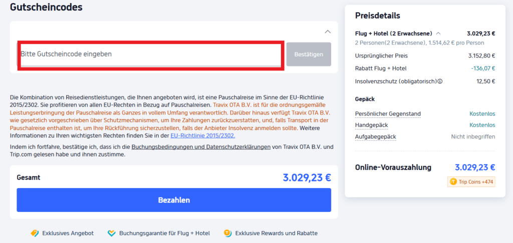 Cheaptickets Gutschein einloesen