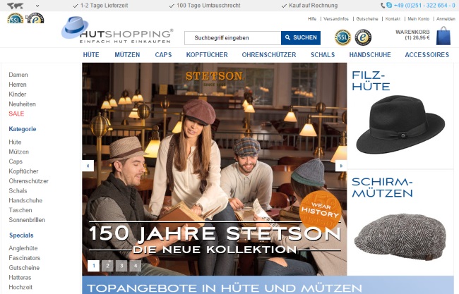 Hutshopping Onlineshop