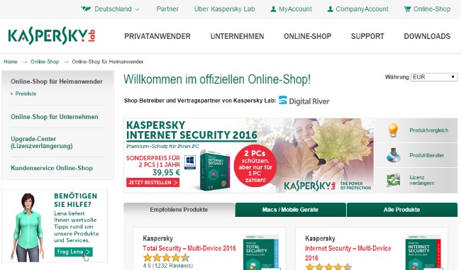 Kspersky Onlineshop