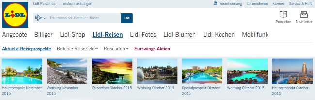 Lidl Reisen Onlineshop