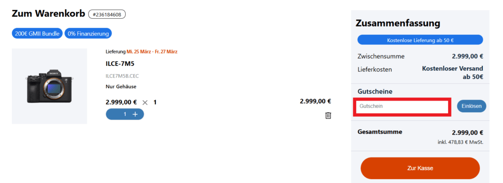 Sony Gutscheincode eingeben