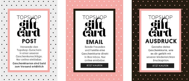 Topshop Geschenkgutscheine