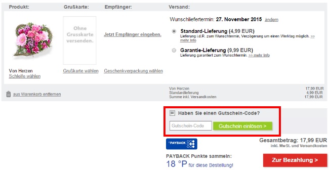 Valentins Gutschein einlösen