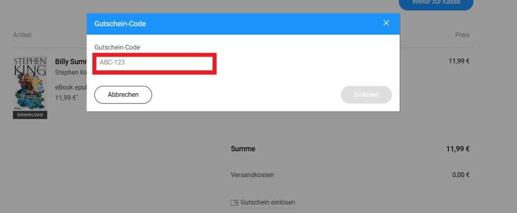 eBook.de Gutschein einlösen