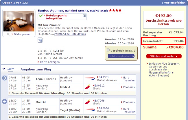 British Airways Flug und Hotel buchen