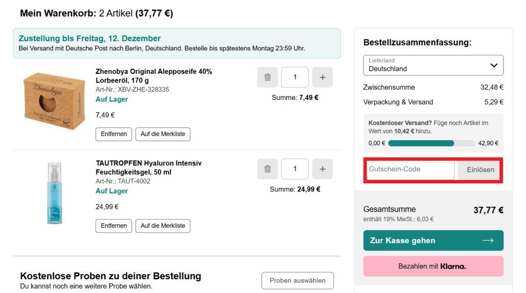 Ecco Verde Gutscheincode eingeben