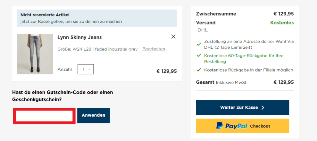Gutschein-Code G-Star einlösen